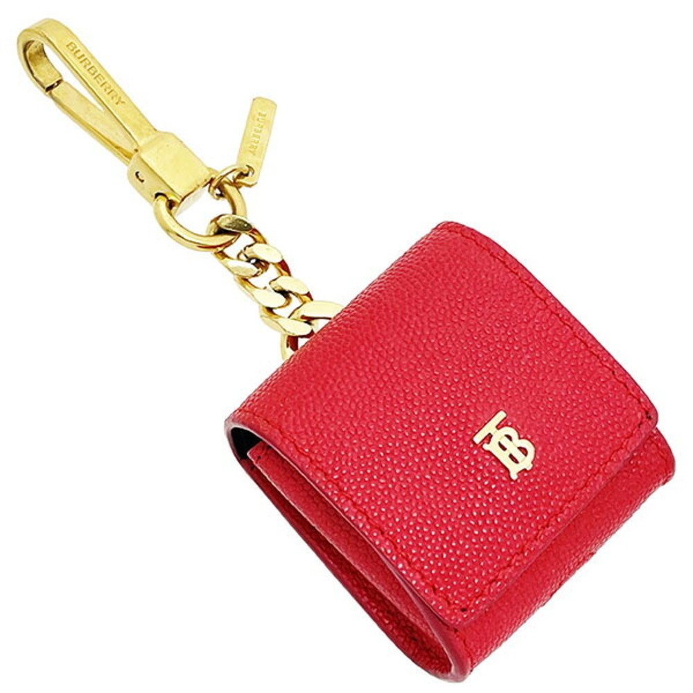 Burberry TB AirPods Case, Leather, Red, Key Hook Charm, Earphone Air Pods SN-...